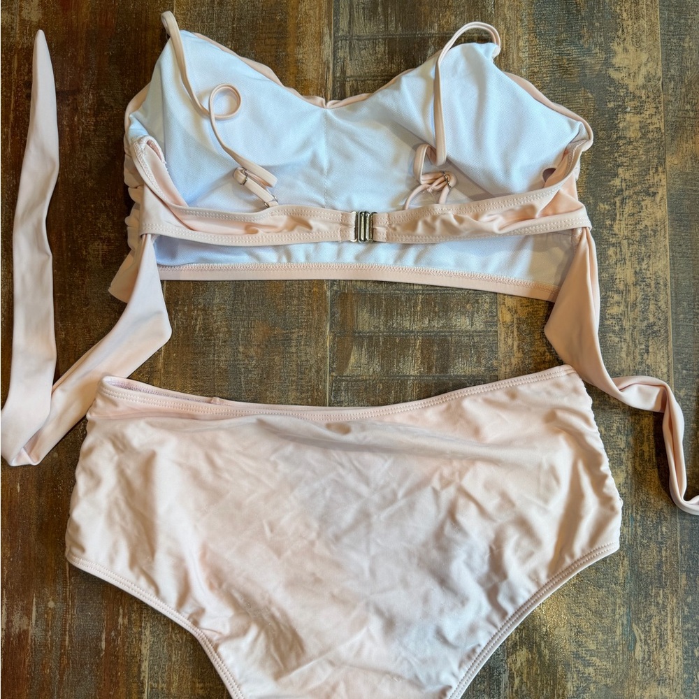 Peach Ruched Two-Piece Bikini Set - Picture 2 of 2